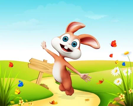 Easter bunny in the garden Illustrazione stock