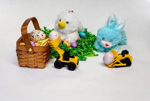 The Easter Bunny Gets Egg Delivery Assistance Stock Photos