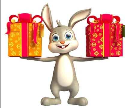 Easter Bunny with giftbox Stock Illustration