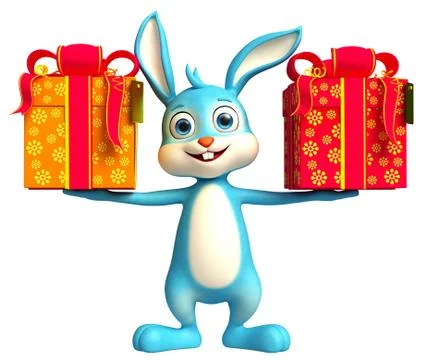 Easter Bunny with giftbox Stock Illustration