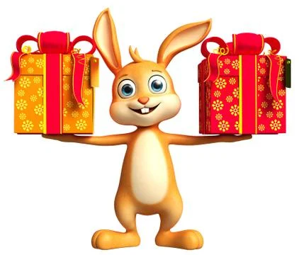 Easter Bunny with giftbox Stock Illustration