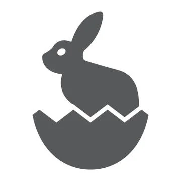 Easter bunny glyph icon, easter and holiday, rabbit in egg sign, vector graphics Stock Illustration