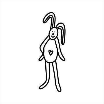The Easter bunny. Hand drawn vector illustration in doodle style Stock Illustration
