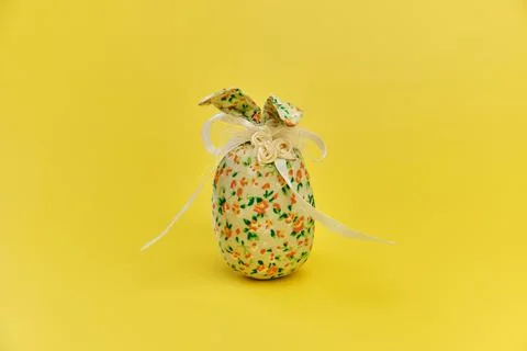 Easter bunny handmade gift egg wrapping diy idea. Stock Photos