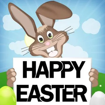 Easter bunny with happy easter creative design Stock Illustration