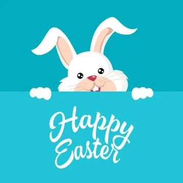 Easter bunny with Happy Easter text Stock Illustration