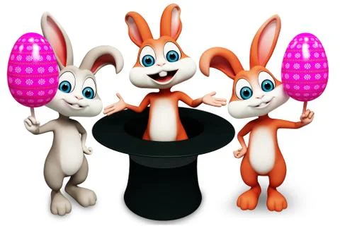 Easter bunny with hat Stock Illustration