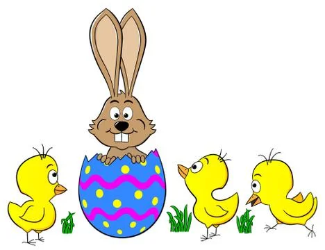 Easter bunny hatching from an egg Stock Illustration