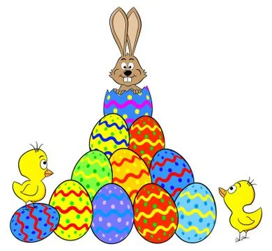 Easter bunny hatching from an egg Stock Illustration