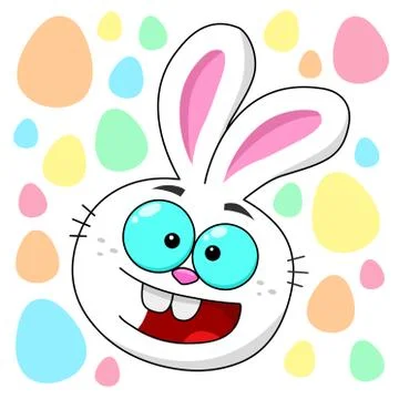 Easter Bunny Head Smiling With Eggs Stock Illustration
