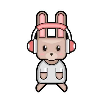 Easter Bunny With Headphones Stock Illustration
