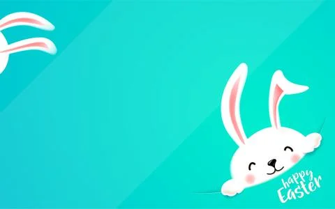 Easter bunny hide at the corner. Cute funny rabbit wish happy Easter holiday Stock Illustration