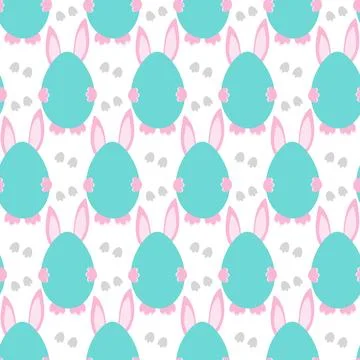 Easter bunny hiding behind egg Seamless pattern Greetings wallpaper or Stock Illustration