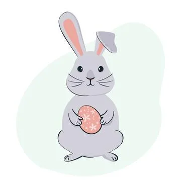 Easter bunny holding Easter egg. Happin Easter banner vector illustration Illustrazione stock