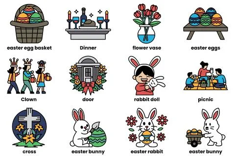 Easter Bunny is holding Easter eggs Illustrazione stock