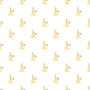 Easter bunny holding egg seamless repeating pattern Stock Illustration
