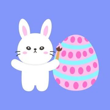 Easter Bunny Holding a Paintbrush 库存插图