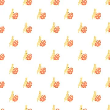 Easter bunny holding patterned egg seamless pattern Stockillustratie