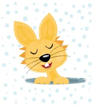 Easter Bunny in hole Isolated on White Background.  Stock Illustration