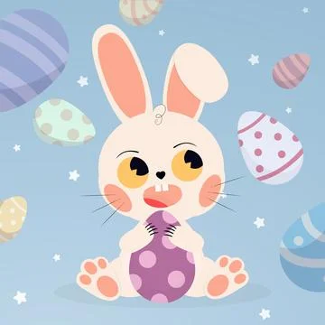Easter Bunny on holiday background, postcard, banner, poster - Vector Stock Illustration