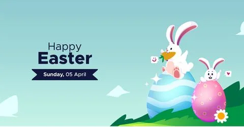 Easter bunny illustration with egg background for holiday Stock Illustration