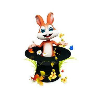 Easter bunny inside black cap Stock Illustration