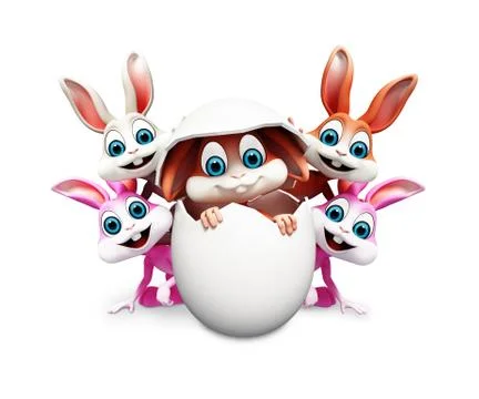 Easter bunny with inside egg Illustrazione stock