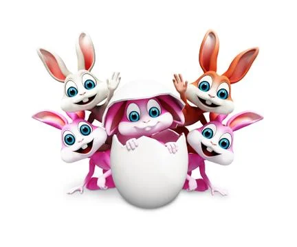Easter bunny with inside eggs Stock Illustration
