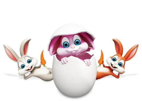 Easter bunny with inside eggs Stock Illustration