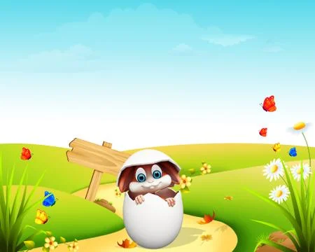 Easter bunny inside white color egg Stock-Illustration
