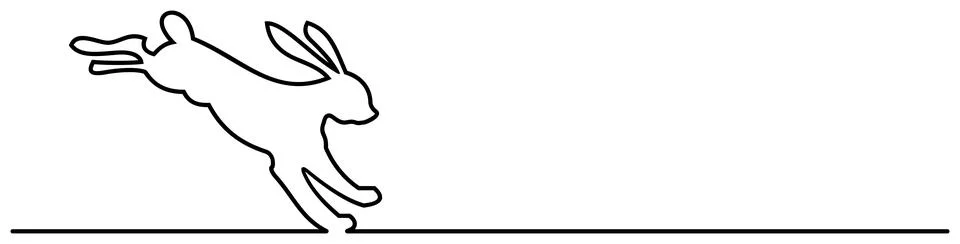 Easter Bunny jumping vector in Black. Isolated background. Stockillustratie