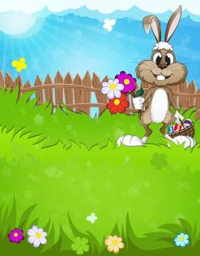 Easter Bunny in the meadow Stock Illustration