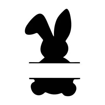 Easter bunny name frame. Split monogram design. Isolated white background. .. Stock-Illustration