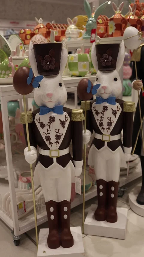 Easter bunny nutcracker style decor Vídeo Stock 331812004