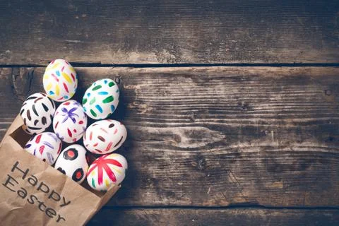 Easter bunny on old boards Foto stock