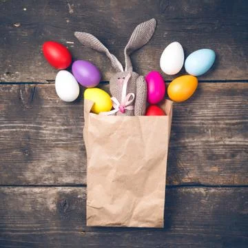 Easter bunny on old boards Stock Photos
