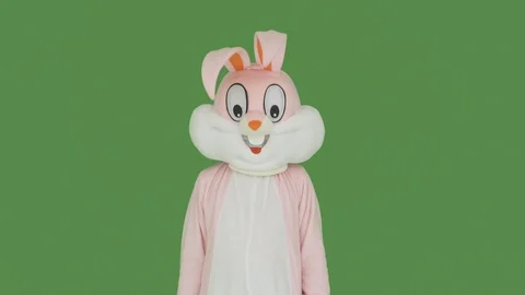 Easter Bunny or Rabbit fights destroys covid-19, coronavirus, virus, microb on Stock-Footage 126698251