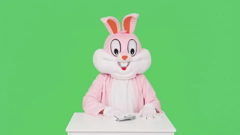 Easter Bunny or rabbit or hare is celebrates easter, prepares gifts or presents Видео 146710983