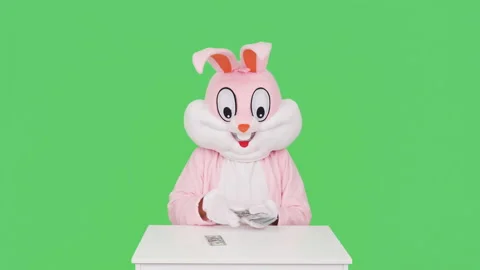 Easter Bunny or rabbit or hare is celebrates easter, prepares gifts or presents Video stock 146711265
