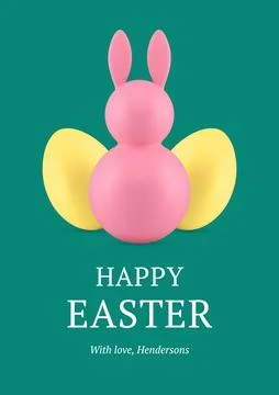 Easter bunny painted chicken eggs 3d greeting card design template realisti.. Stock Illustration