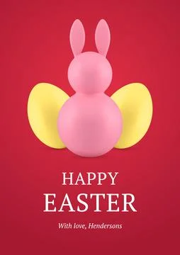Easter bunny painted chicken eggs 3d greeting card design template realisti.. Stock Illustration