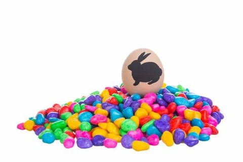 Easter bunny painted on egg Stock Photos