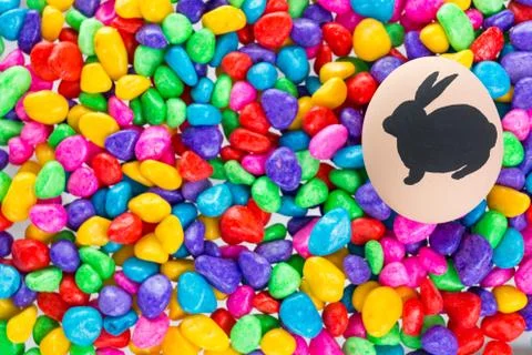 Easter bunny painted on egg Stock Photos