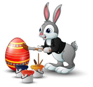 Easter bunny painting easter egg Stock Illustration