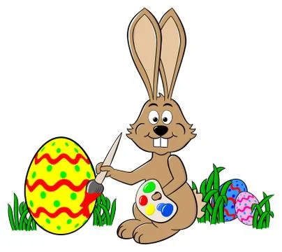 Easter bunny painting an egg Stock-Illustration