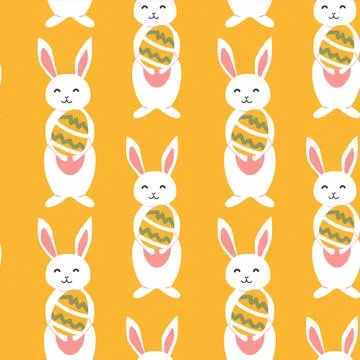 Easter bunny pattern with colorful eggs for festive design projects Stock Illustration