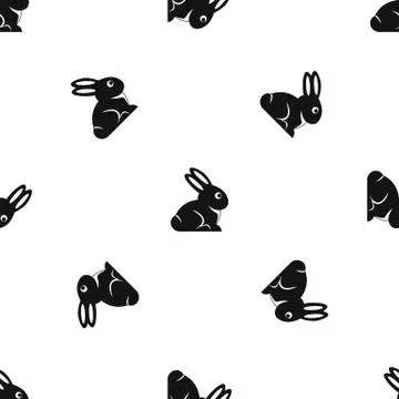Easter bunny pattern seamless black 스톡 일러스트