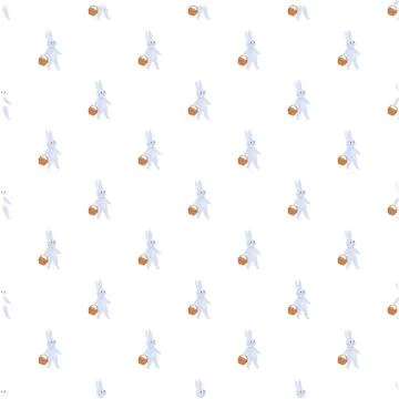 Easter bunny pattern walking with basket on white background イラスト素材