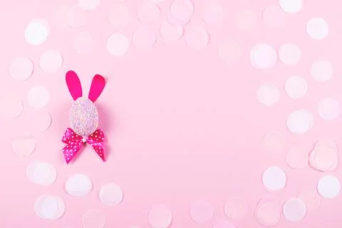 Easter bunny on pink background. Stock Photos