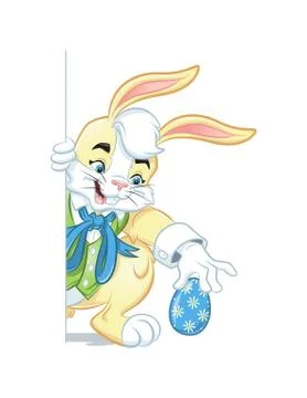 Easter Bunny Placing Egg Stock Illustration
